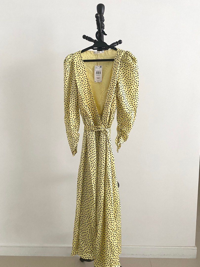 Yellow polka dot dress from Mango