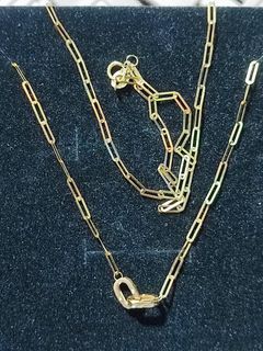 18K SAUDI GOLD PAPERCLIP CENTER NECKLACE