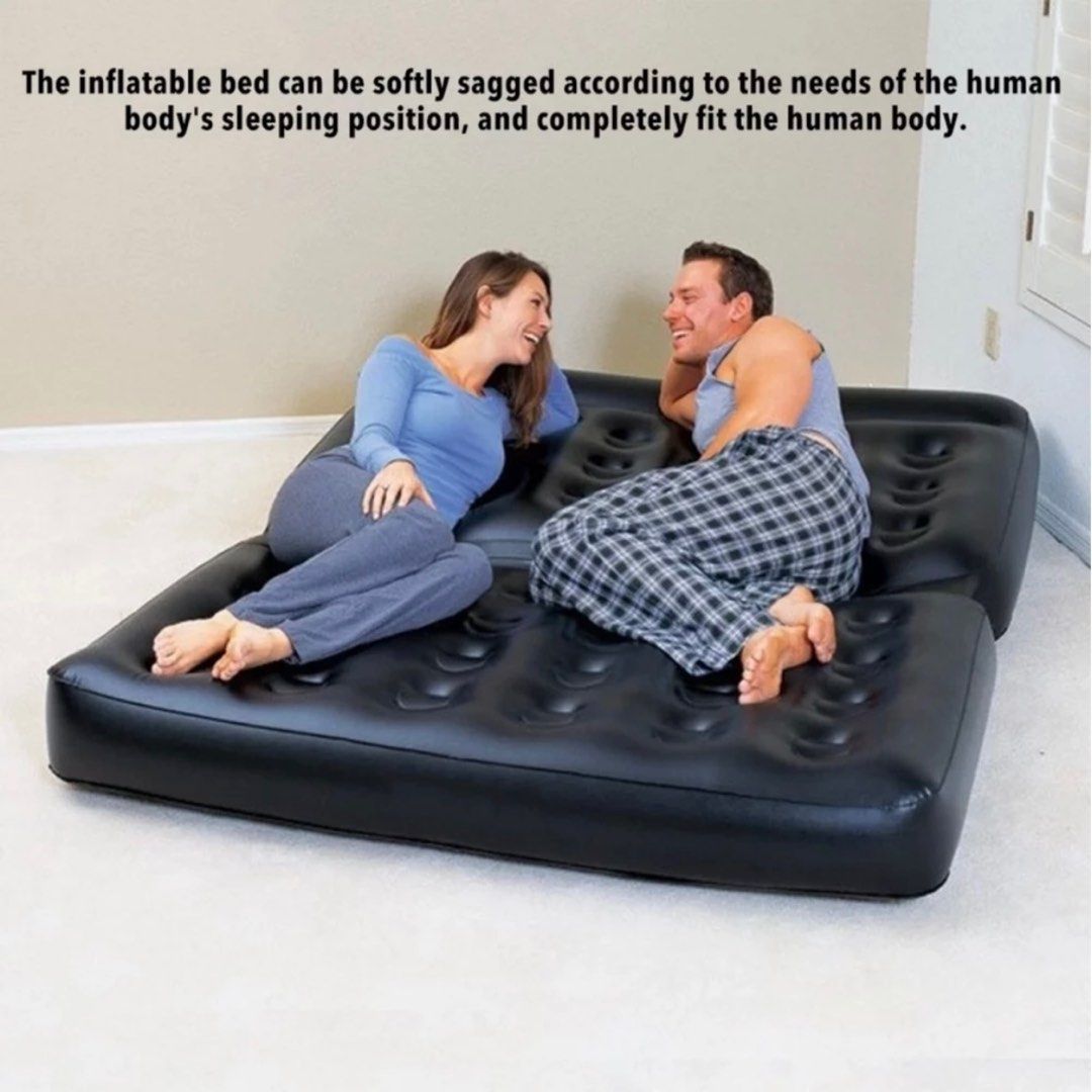 2 Seater Inflatable Sofa Bed Multifunctional Tall Sofa Bed With Footrest Portable Sofa Chair