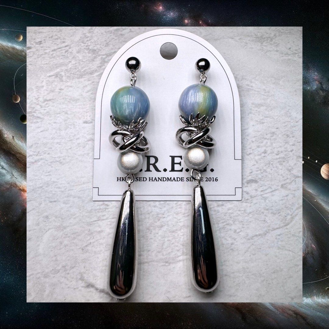 手作耳環星球太空原創手作, 女裝, 飾物及配件, 耳環- Carousell