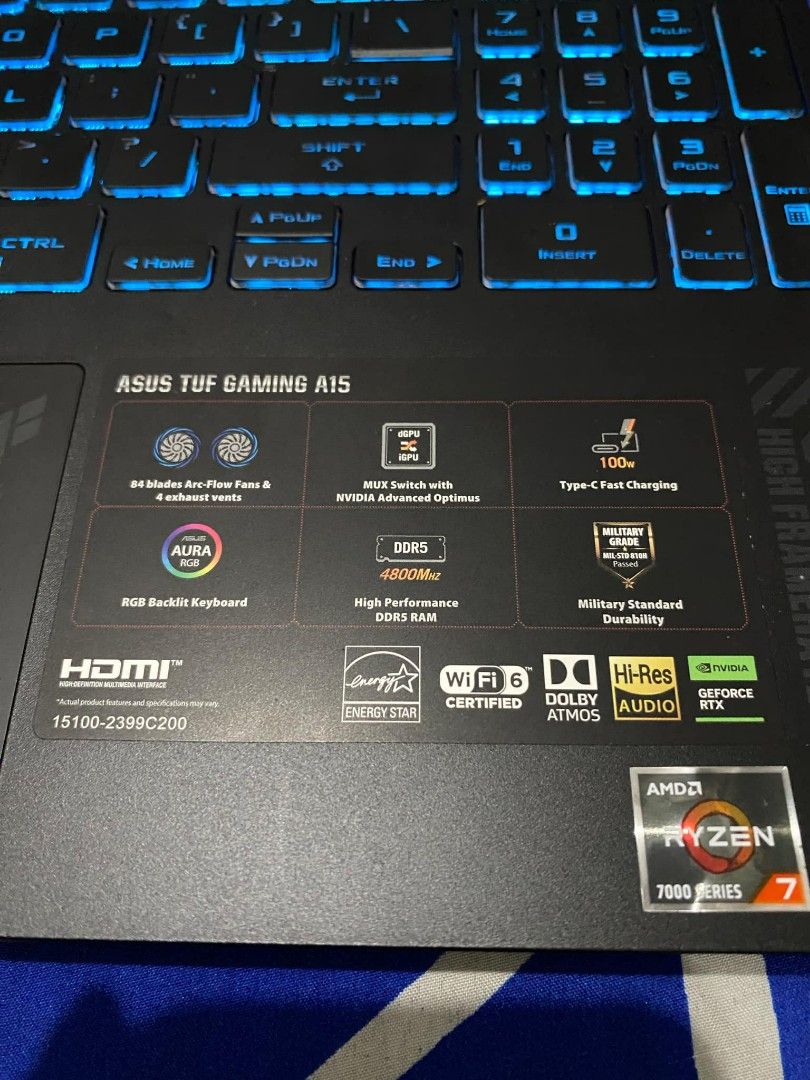 ASUS TUF GAMING A15 RTX 4060 (Category: Laptops & Notebooks) located in Naga. Submitted by retro_rackph (Listing ID 1323044463, Image 2). Description: FOR SALE ASUS TUF GAMING A15💎💎😁😁💥💥 BAKA ETO NA ANG PANGARAP MO PANG WORK FROM HOME AUTOCAD STUDENT GAMER SEMI HALIMAW!! SPECS NVIDIA RTX 4060 RYZEN 7 24GB RAM 1 TERA RGB BACKLIGHT KEYBOARD WITH WARRANTY BOUGHT LAST FEB 17 2024 FRESH NA FRESH PA PM NA 😁😁😁.
