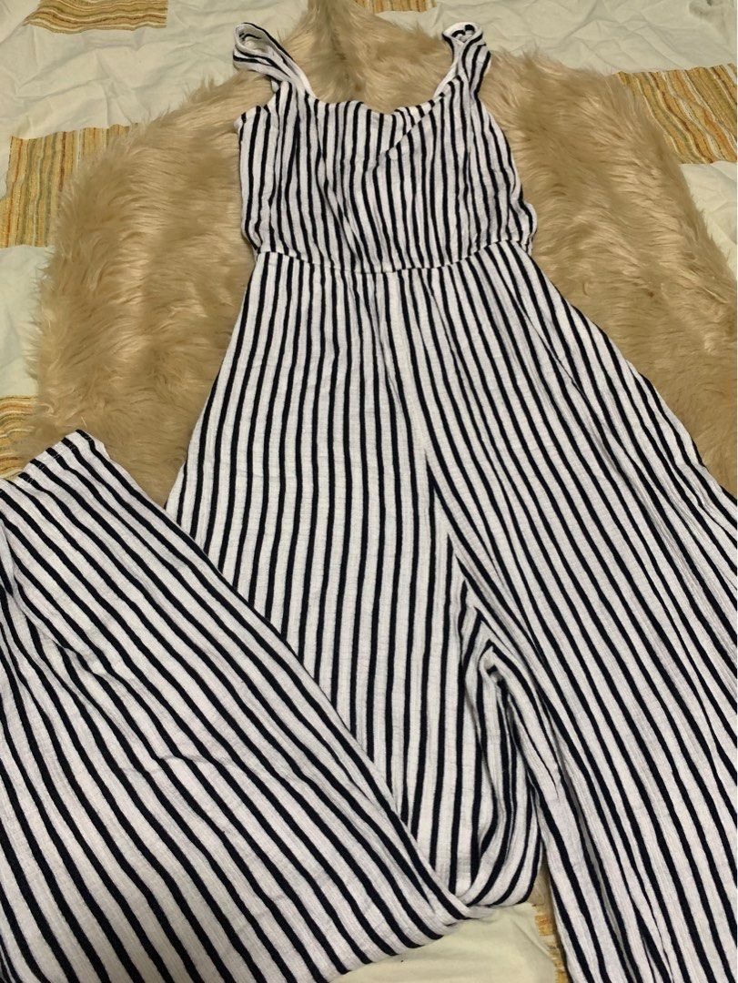 Bershka Black and White Striped Jumpsuit Women s Fashion Dresses Sets Jumpsuits on Carousell