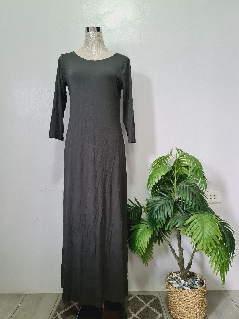 Branded UNIQLO maxi cotton office formal casual grayish dress, Women's  Fashion, Dresses & Sets, Dresses on Carousell