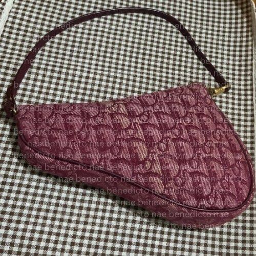 Classic Christian Dior Trotter Monogram Mini Saddle Bag [Authentic] (Category: Luxury Bags & Wallets) located in Caloocan City. Submitted by naeaaa (Listing ID 1323035067, Image 2). Description: Classic Christian Dior Trotter Monogram Mini Saddle Bag [Authentic] • Preloved (onhand) • Vintage • Red, Cotton • Dimension: 8.25”L x 6”H x 2”W • Handle drop: 7.5” • Some minor wear, but generally in good condition. Check the images for details Mode of Pa