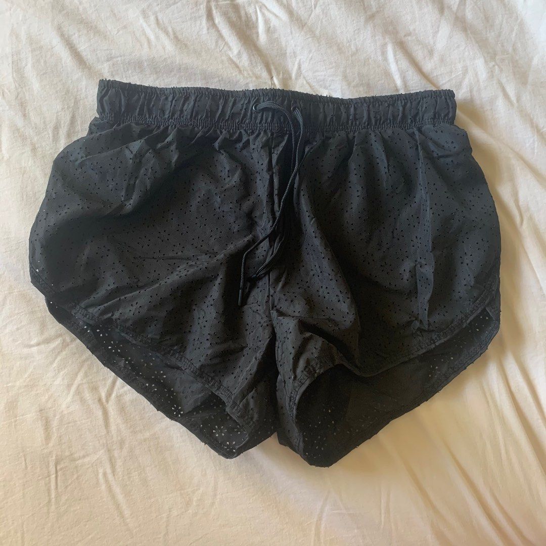 Cotton on body black eyelet running shorts Women s Fashion Bottoms Shorts on Carousell