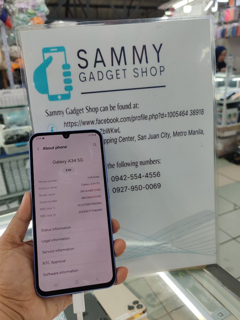 Galaxy A34 5g Pre-loved (Category: Samsung) located in Quezon City. Submitted by ronalynac40976 (Listing ID 1322976581, Image 2). Description: Galaxy a34 5g 8ram 256rom openline good condition with case, glass & charger pick up store in greenhills shopping center We ship nationwide via (lbc) +SF We accept ggives+% dm or call for fast transaction 09425544556/09279500069 located @ Aquarium area stall# Y-40 looks for rona.