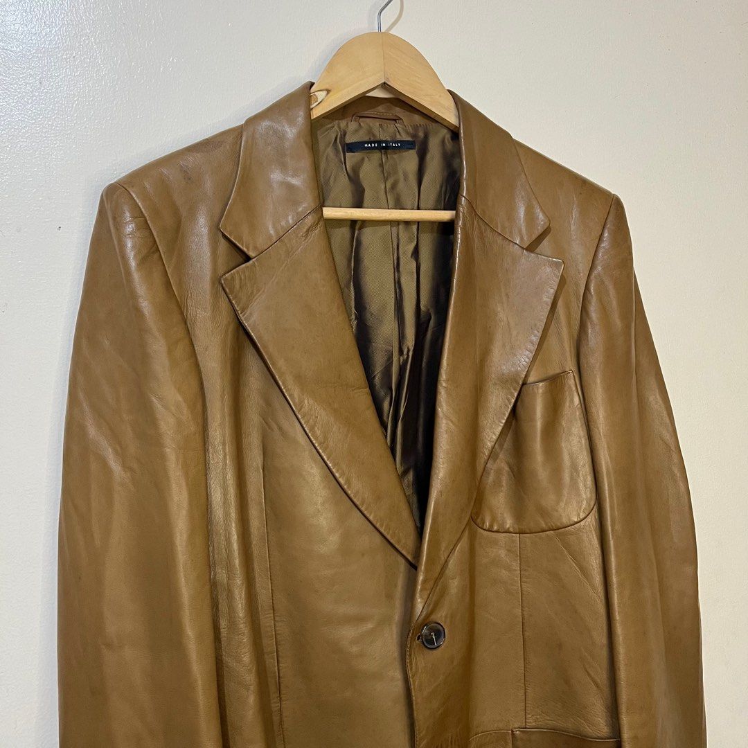 Gucci Tom Ford Spring 2002 Leather Blazer Men s Fashion Coats Jackets and Outerwear on Carousell