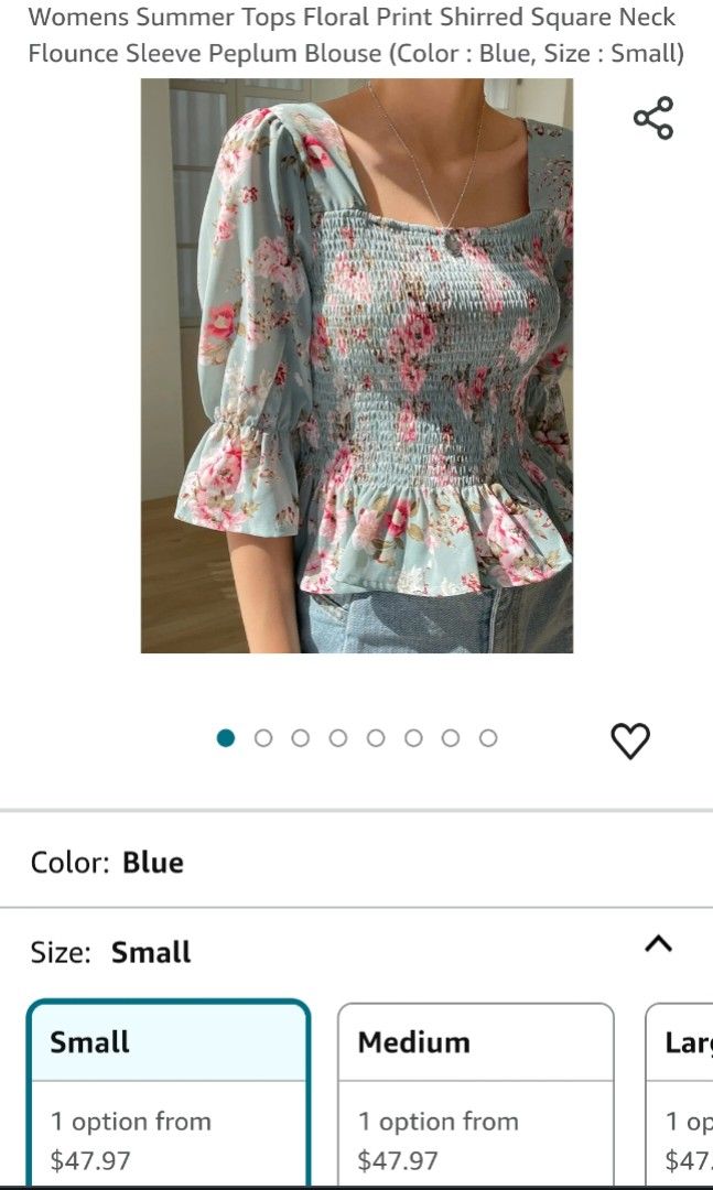 Korean Smocked floral top (Category: Blouses) located in Taguig. Submitted by rarestore_ph (Listing ID 1322887286, Image 2). Description: Freesize like new. check photos for original price.