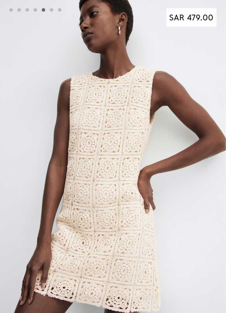 white christmas dresses Palm Island Collared Crochet Midi Dress Mango– Selfie Leslie