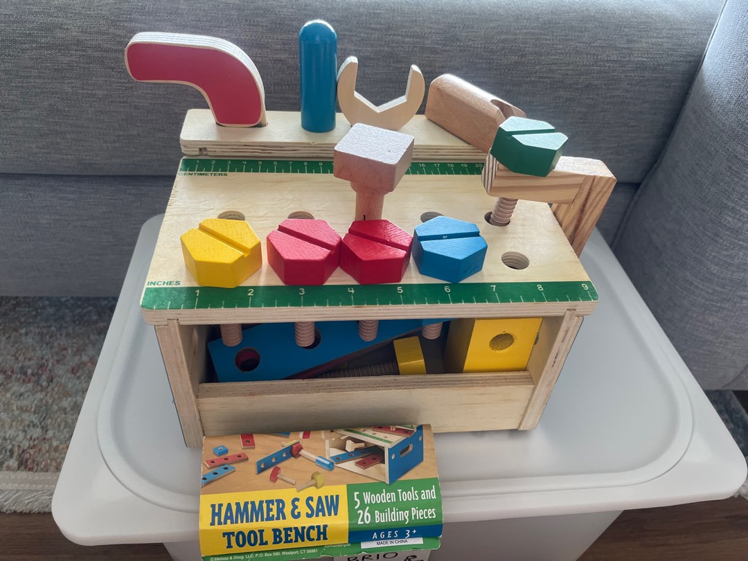 Melissa and doug hammer and saw tool bench best sale
