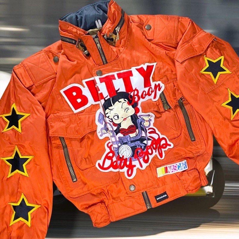 Nascar jacket y2k betty boop Fesyen Wanita Pakaian Wanita Atasan di Carousell