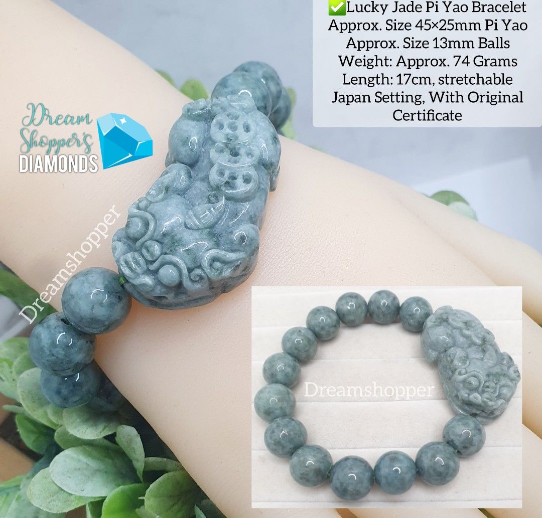 Natural Jade Piyao Bracelet XL (Category: Bracelets) located in Manila. Submitted by dreamshopper_manila (Listing ID 1323006752, Image 1). Description: Complete details in photos with Certificate from Japan Gem laboratory Genuine / Natural Jade Payment first policy Strictly no return no exchange policy On-hand and ready to ship Nationwide We Offer the Lowest Price Possible 100% Money Back Guarantee if Proven Fake.