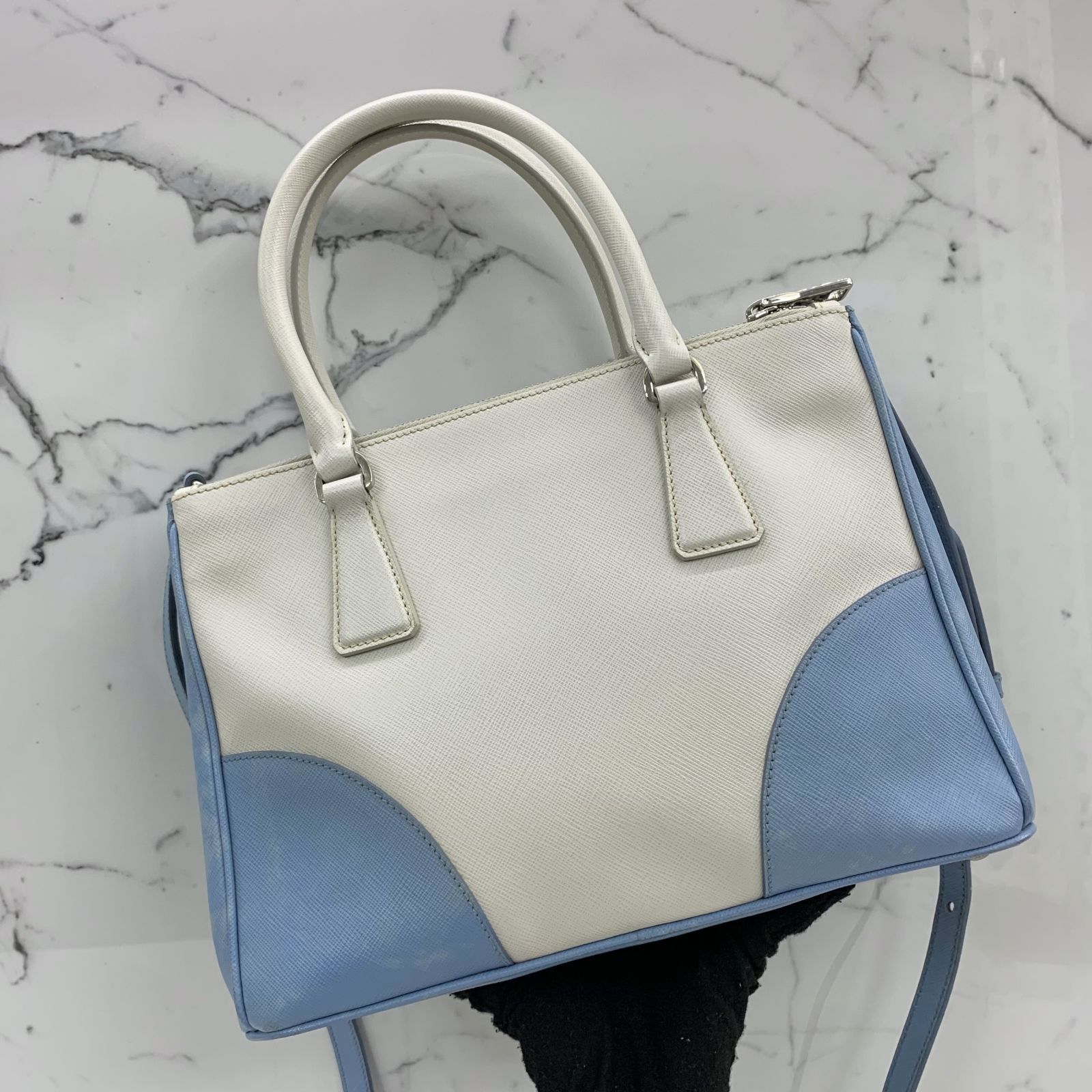 Prada blue and white bag sales