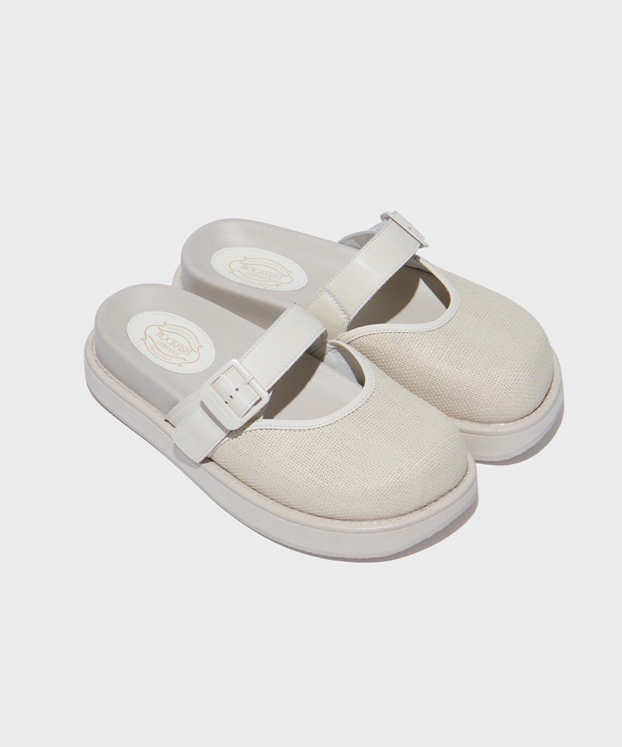 【メール便送料無料対応可】 Rockfish weatherwear slip shoe platform mule strap one ivory 靴