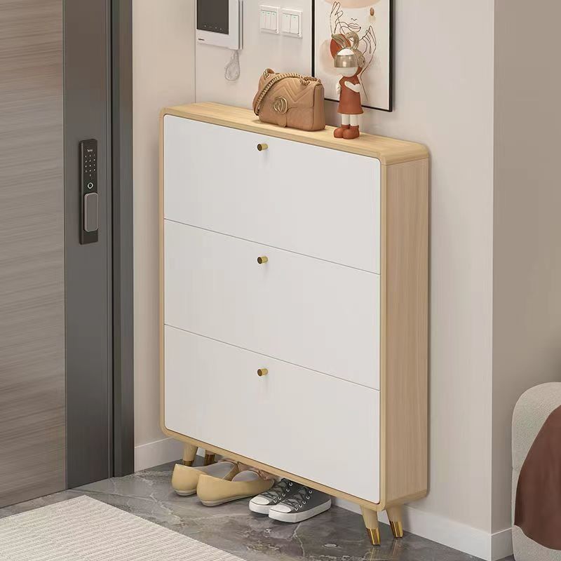 Ultra thin shoe cabinet for household use saving land and entrance. Large capacity economical flip bucket Nordic multi layer simple modern golden entrance Furniture Home Living Furniture Other Home Fu...