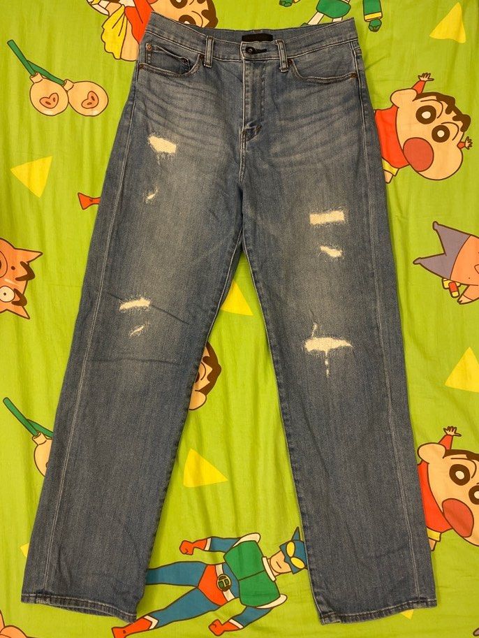 Uniqlo High Rise Boyfriend Fit Jeans 高腰闊牛仔褲, 女裝, 褲＆半截