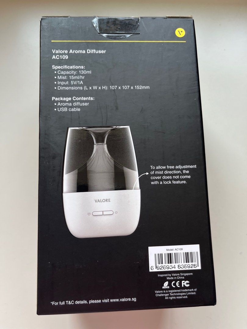 Valore Aroma Diffuser (Category: Air Purifiers & Dehumidifiers) located in Singapore. Submitted by my2ndhome (Listing ID 1322965722, Image 2). Description: .