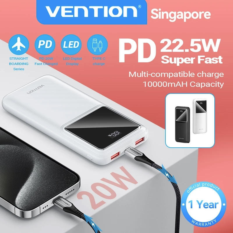 Vention Power Bank Fast charging digital display powerbank 10000mAh ...