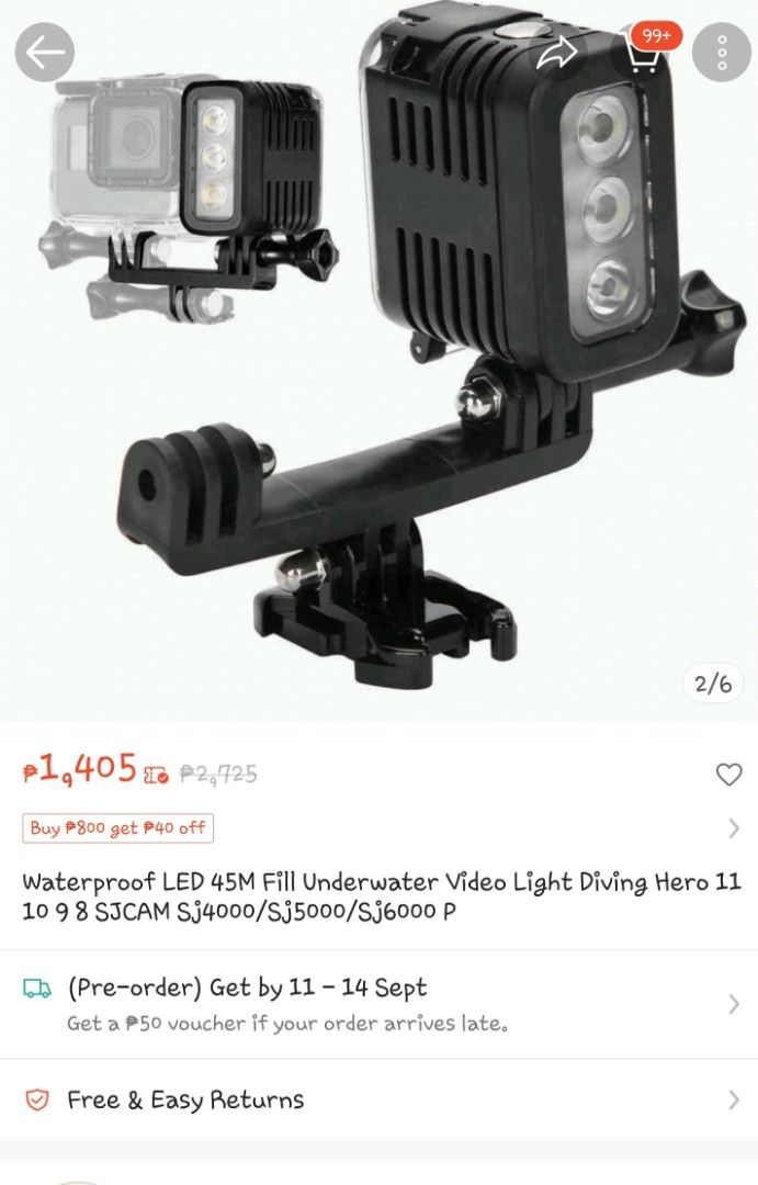 WATER PROOF VIDEO LIGHT (LED) for diver (Category: Flashes) located in Manila. Submitted by camsatalatin (Listing ID 1322913889, Image 2). Description: Good as new, last pic is the original price from online app..