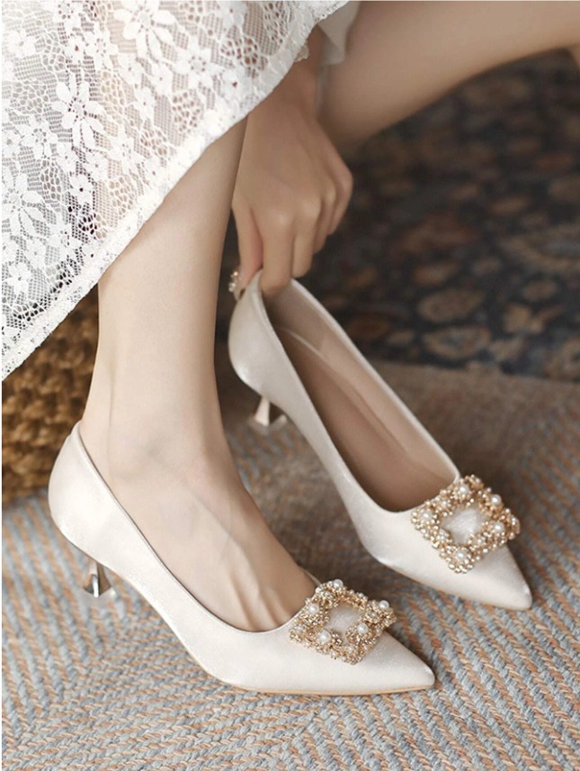 Diamond wedding heels best sale