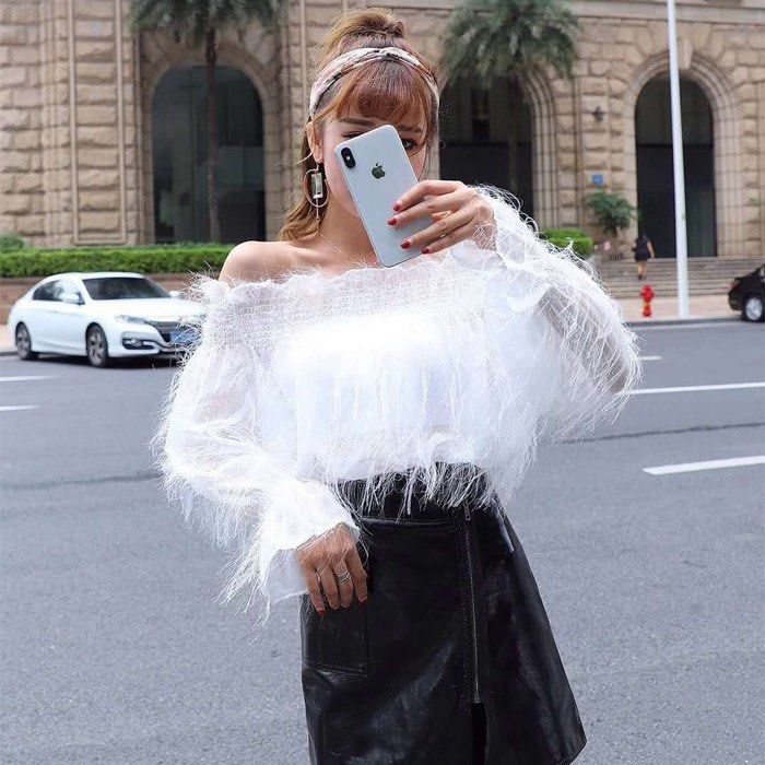 Transparent off shoulder top top