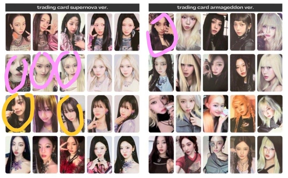 wts/wtt aespa supernova armageddon trading cards tc pcs karina