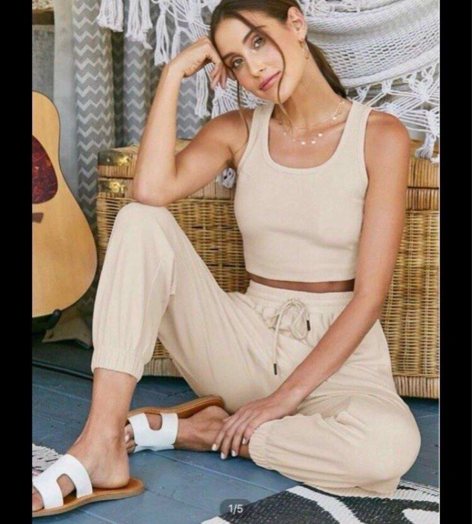 Tan jogger set shop