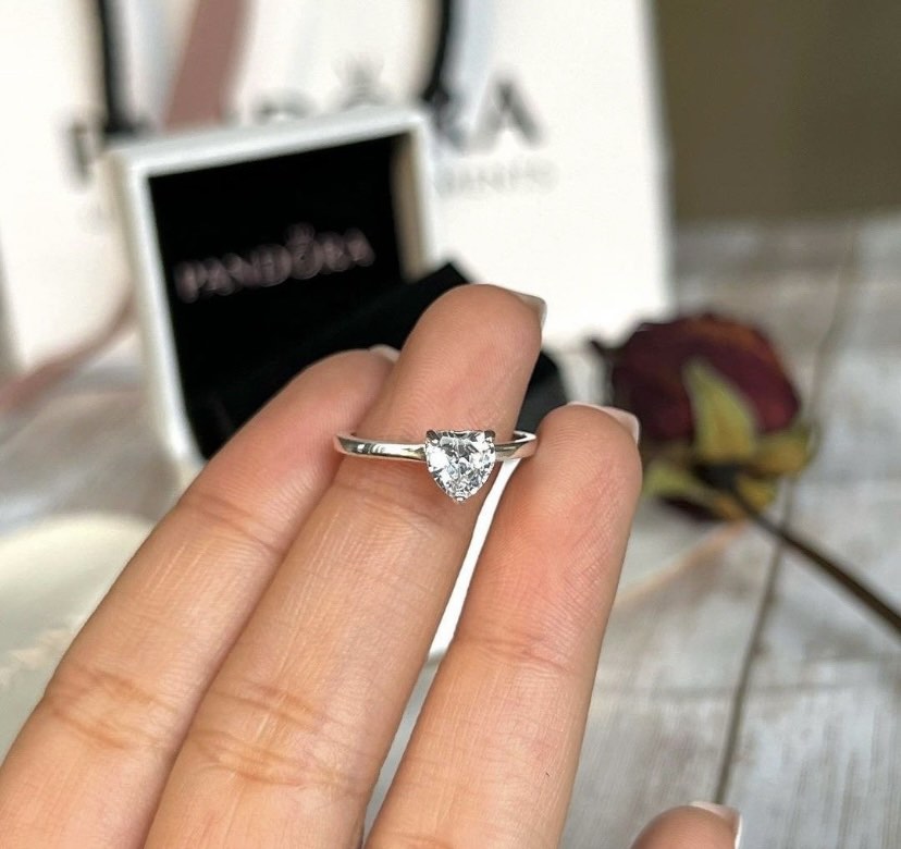 Pandora Clear Heart Solitaire Ring Pandora Clear Tilted Heart