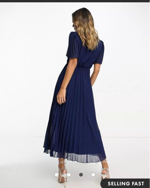 open lace back dress Rent ASOS DESIGN Tall Plunge Halter Cowl Back Plisse Maxi Dress In Cobalt  Blue