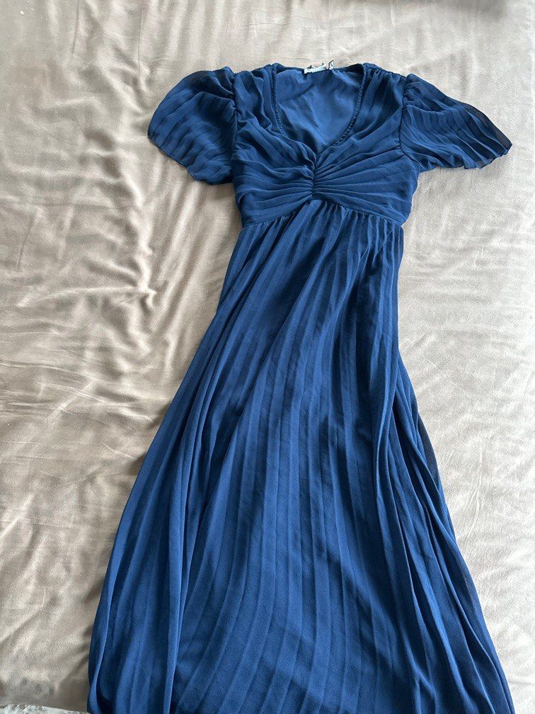 blue midi dress asos ASOS EDITION drape neck midi dress in blue