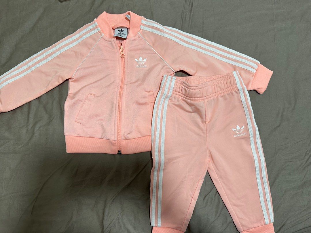 Baby adidas pink tracksuit cheap