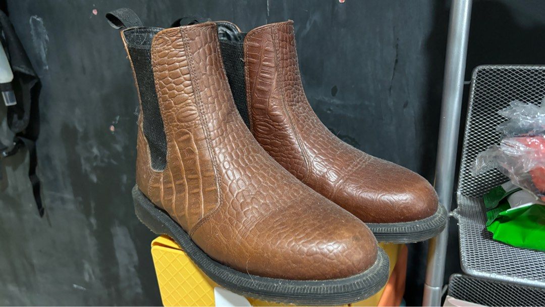 Dr. Martens Womens Brown Croco Flora Chelsea Boot Women s Fashion Footwear Boots on Carousell
