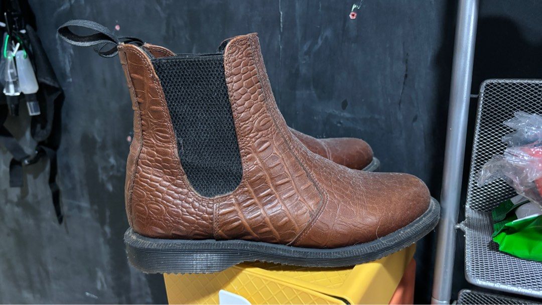 Dr. Martens Womens Brown Croco Flora Chelsea Boot Women s Fashion Footwear Boots on Carousell