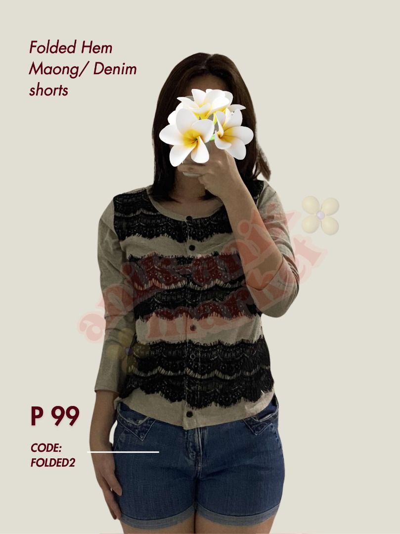 Folded Hem Denim Shorts Women s Fashion Bottoms Shorts on Carousell