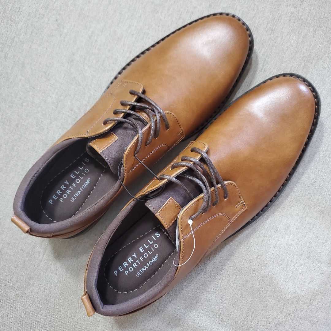 perry ellis brown dress shoes Perry Ellis Men's Leather Dress Shoes Lace-up Oxford Smooth Buffed Bus