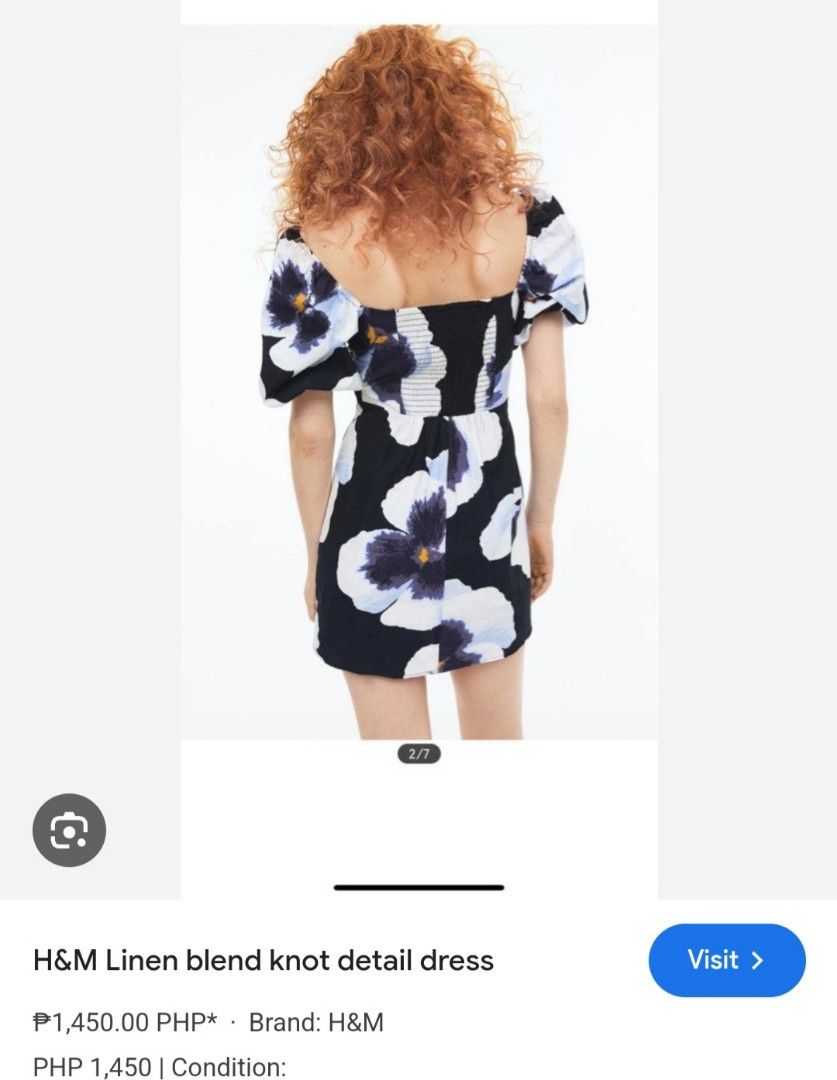 H&M Linen blend knot detail dress, Women's Fashion, Dresses & Sets, Dresses  on Carousell