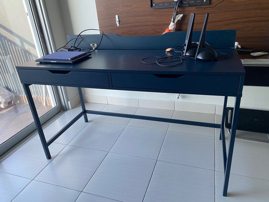 IKEA - Alex Desk with Drawer and Cable storage (Dark Blue), Furniture ...