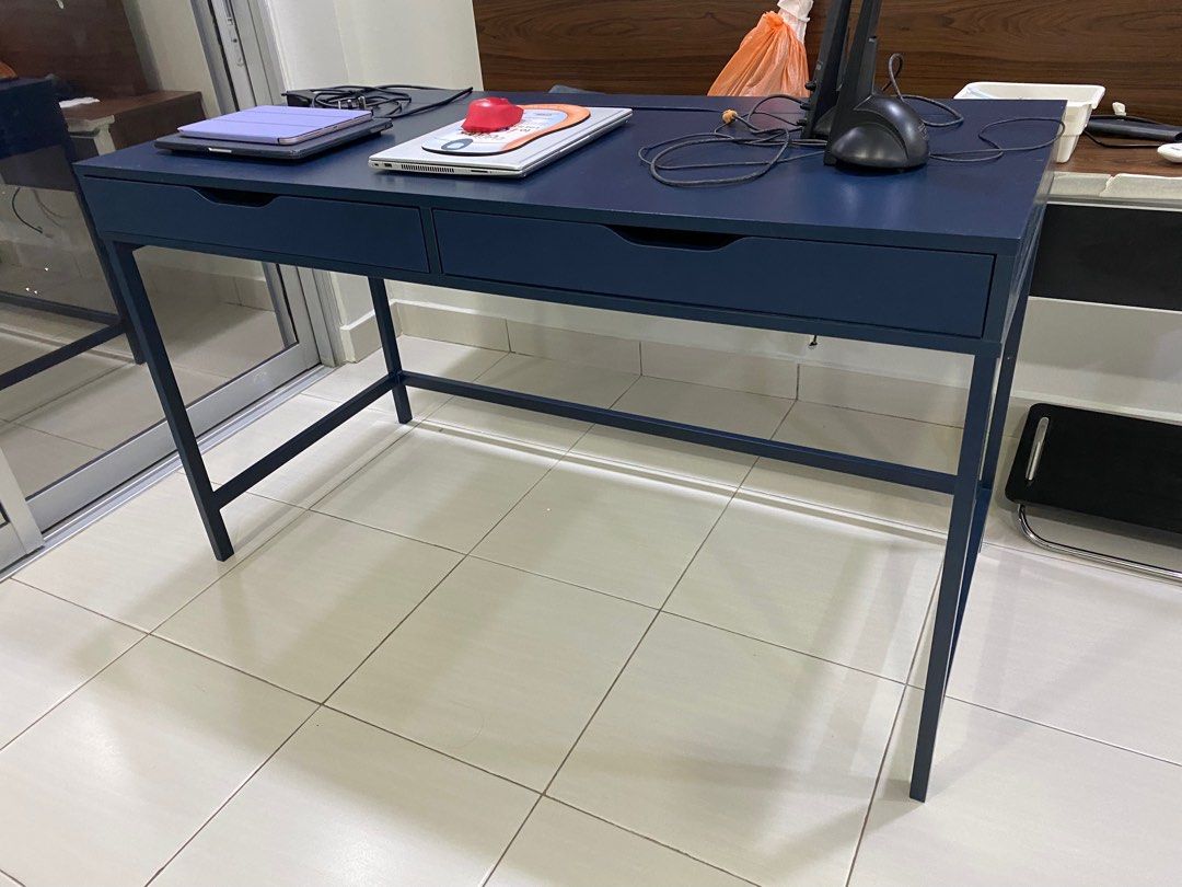 IKEA - Alex Desk with Drawer and Cable storage (Dark Blue), Furniture ...