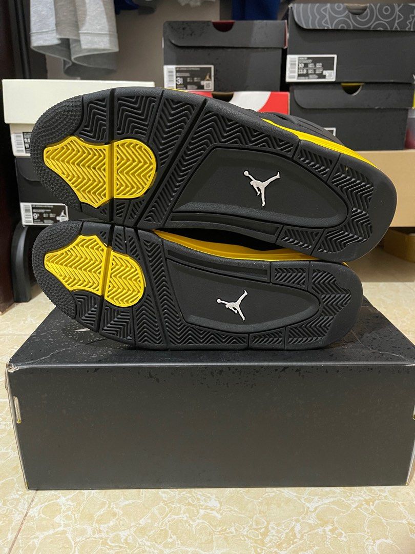 Jordan 4 Yellow Thunder (Category: Sneakers) located in Manila. Submitted by conneryboy (Listing ID 1318247068, Image 3). Description: SNKRS Release Size US 9.5 No creases. What you see is what you get. Shoes was barely walk on concrete floor. Minor issue - Light scratches on inner plastic support wing, please zoom second image. +shipping.