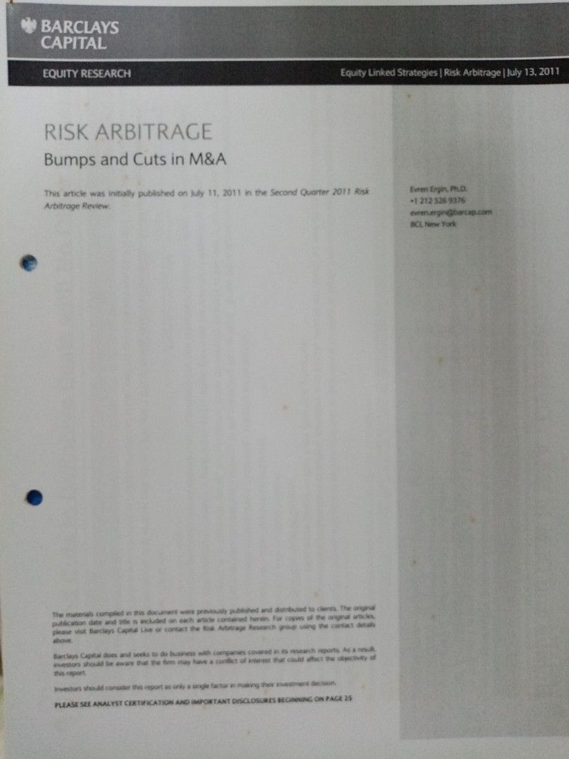 Risk Arbitrage primer, Hobbies & Toys, Books & Magazines, Textbooks on  Carousell