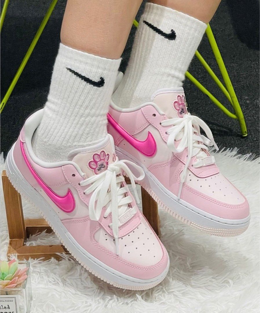 Paw Print Nike Pink Air Force Ones Nike Air Force '07 LX Pearl