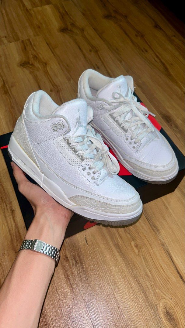 Nike Air Jordan Retro 3 Pure White Men s Fashion Footwear Sneakers on Carousell