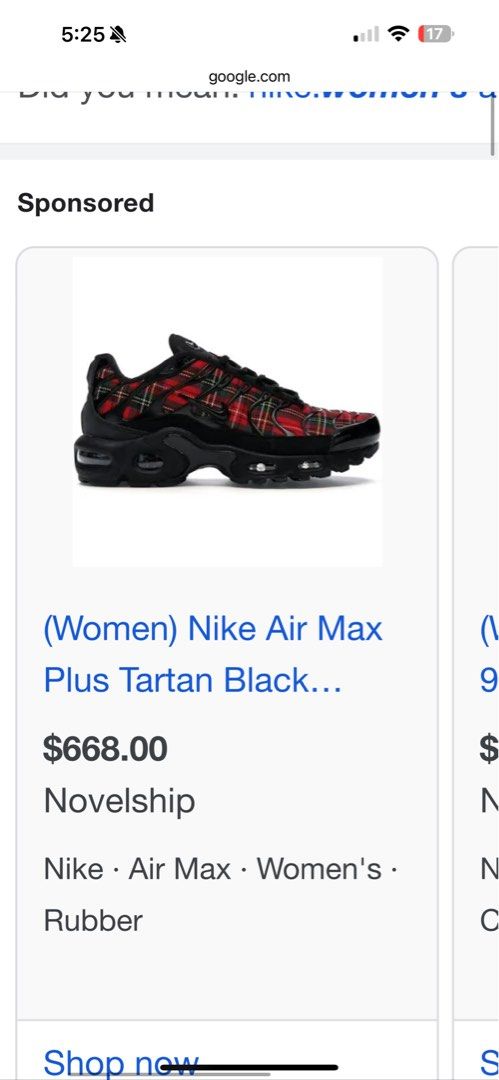 NIKE Air Max Womens PLUS TN SE TARTAN