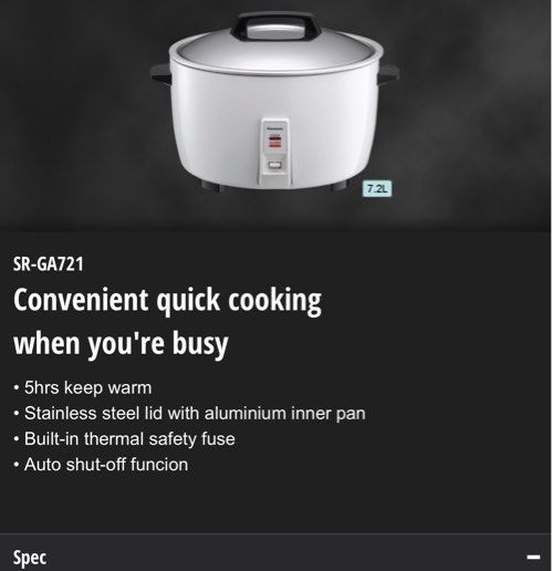 Panasonic 1 litre electric rice cooker on sale