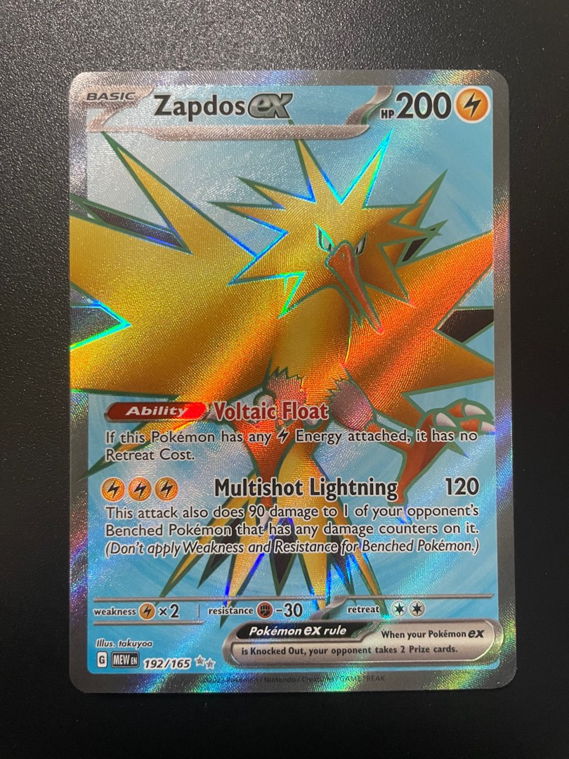 Pokemon TCG Zapdos ex - 192/165 - Full Art Secret Rare Scarlet & Violet 151 Pokemon card, Hobbies & Toys, Toys & Games on Carousell Pokemon TCG Zapdos ex - 192/165 - Full Art Secret Rare Scarlet & Violet 151 Pokemon card, Hobbies & Toys, Toys & Games on Carousell