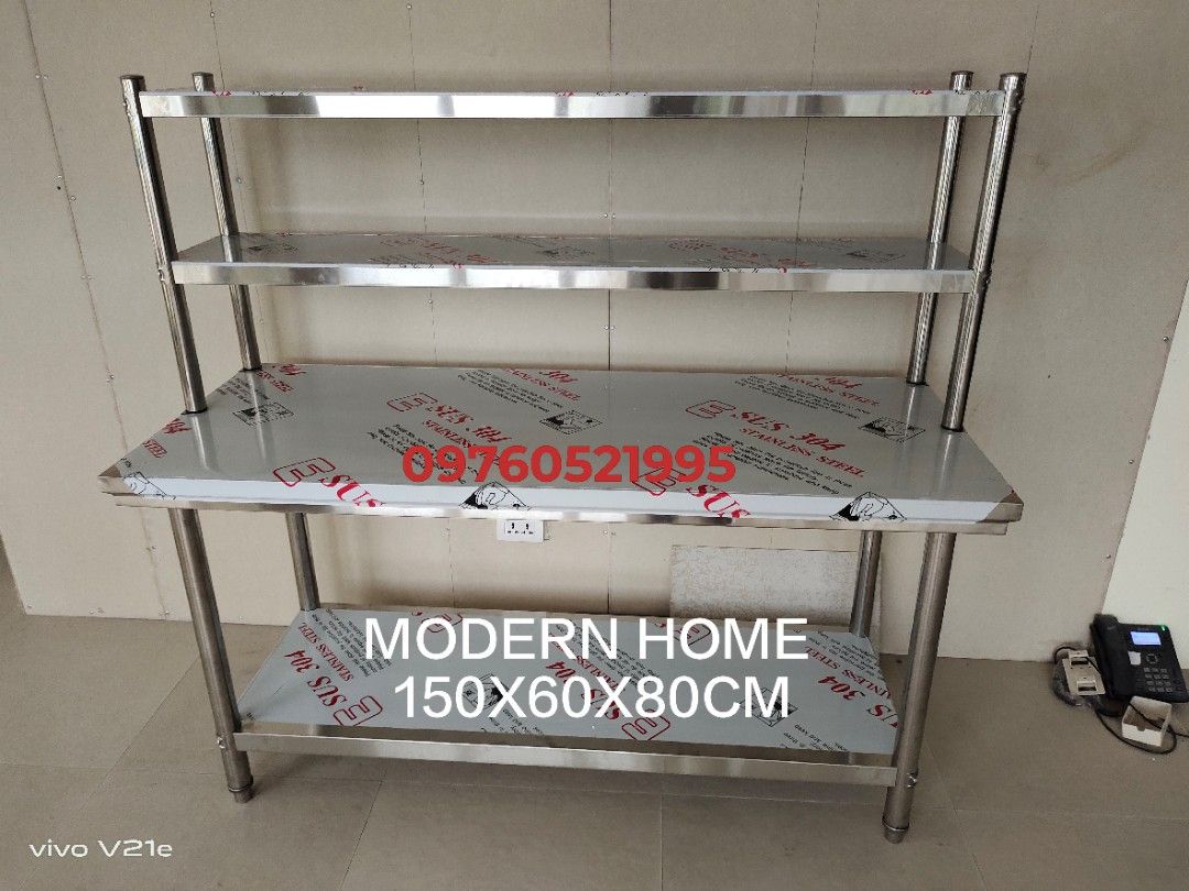 PREPARATION TABLE STAINLESS STEEL 304(HEAVY DUTY) (Category: Bathroom & Kitchen Fixtures) located in Manila. Submitted by acykt18 (Listing ID 1217218939, Image 3). Description: Preparation Working Table 2layer & 3 layer Stainless Steel 304 1.2mm thickness Collapsible COD, GCASH B2B LALAMOVE, MEET UP & PICK UP.