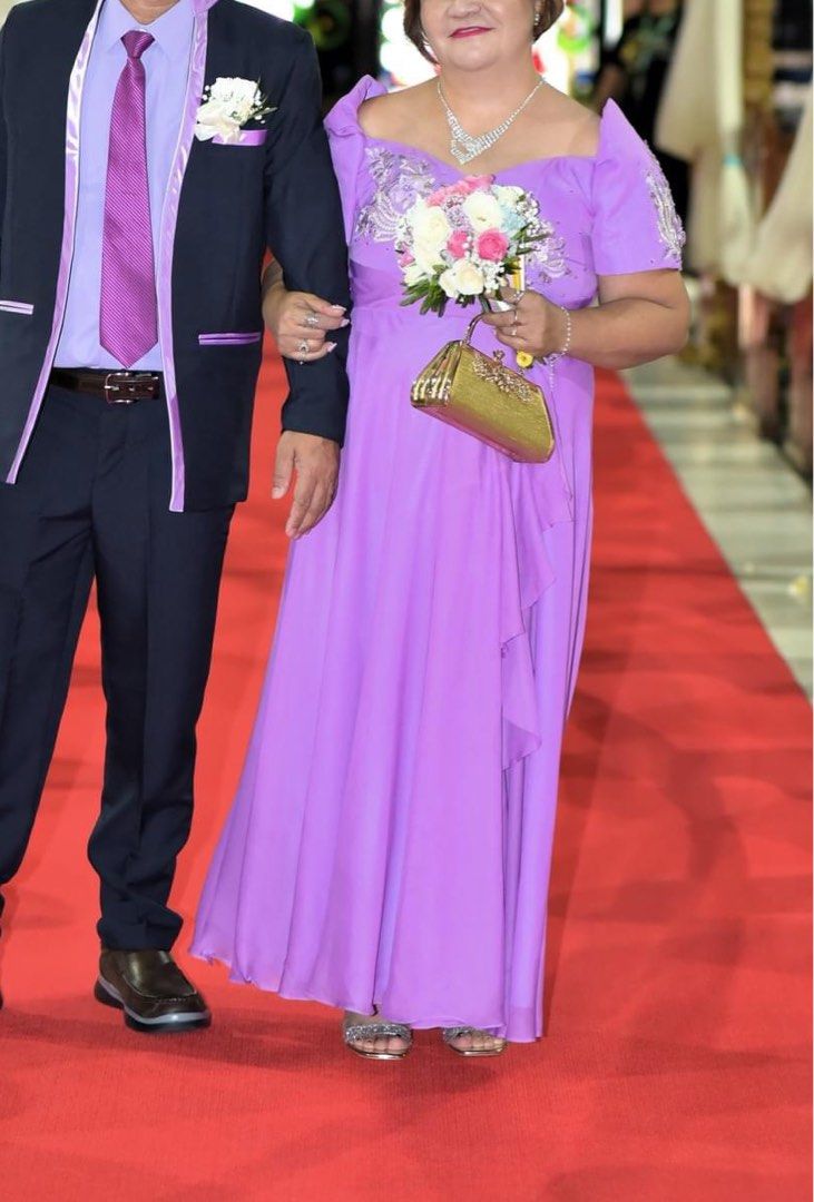 Purple violet dress filipiniana gown for wedding guest Ninang or mother of the bride Women s Fashion Dresses Sets Traditional Ethnic wear on Carousell
