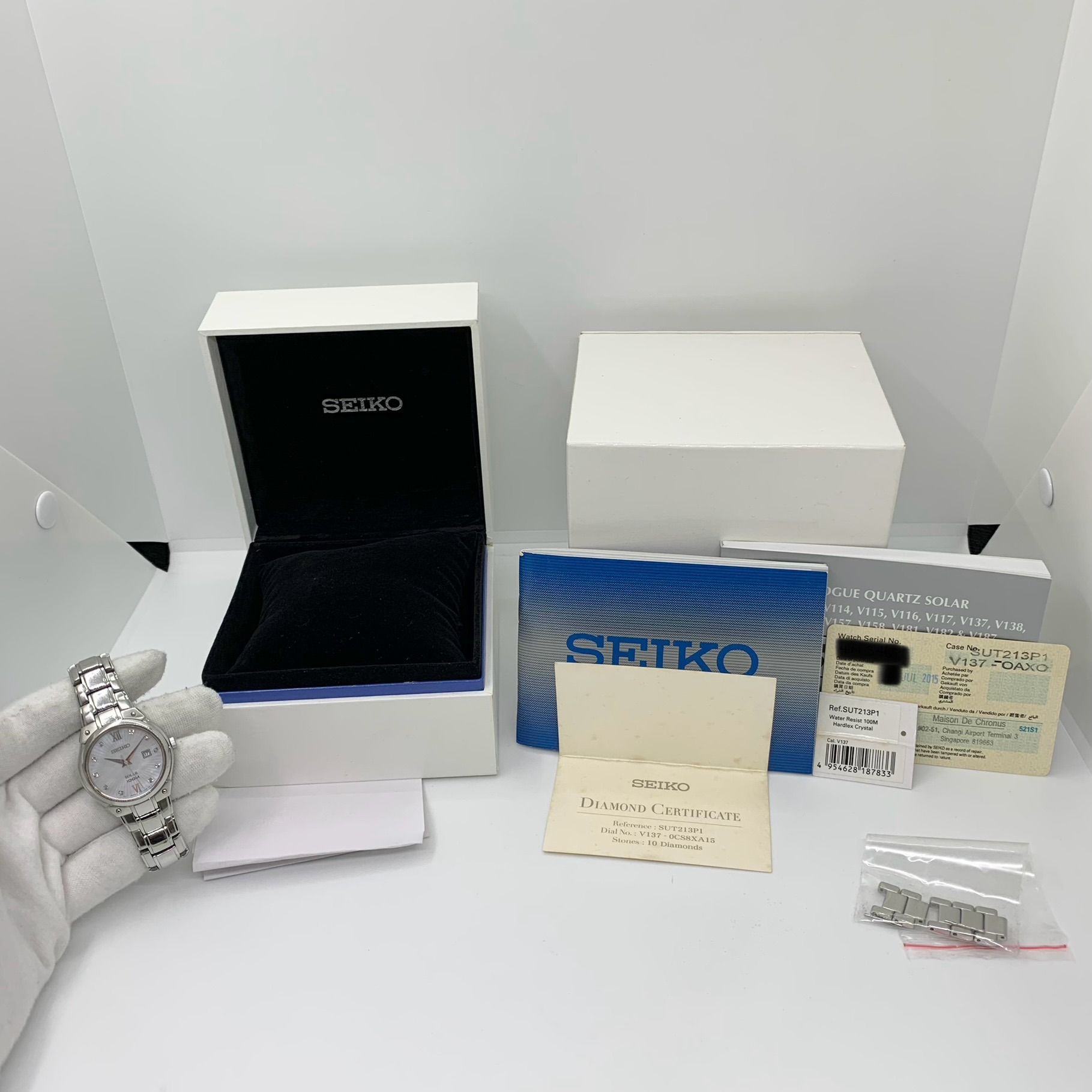 SEIKO V137-0AX0 FULLSET SOLAR MOVEMENT 2015 WATCH 247035890 B