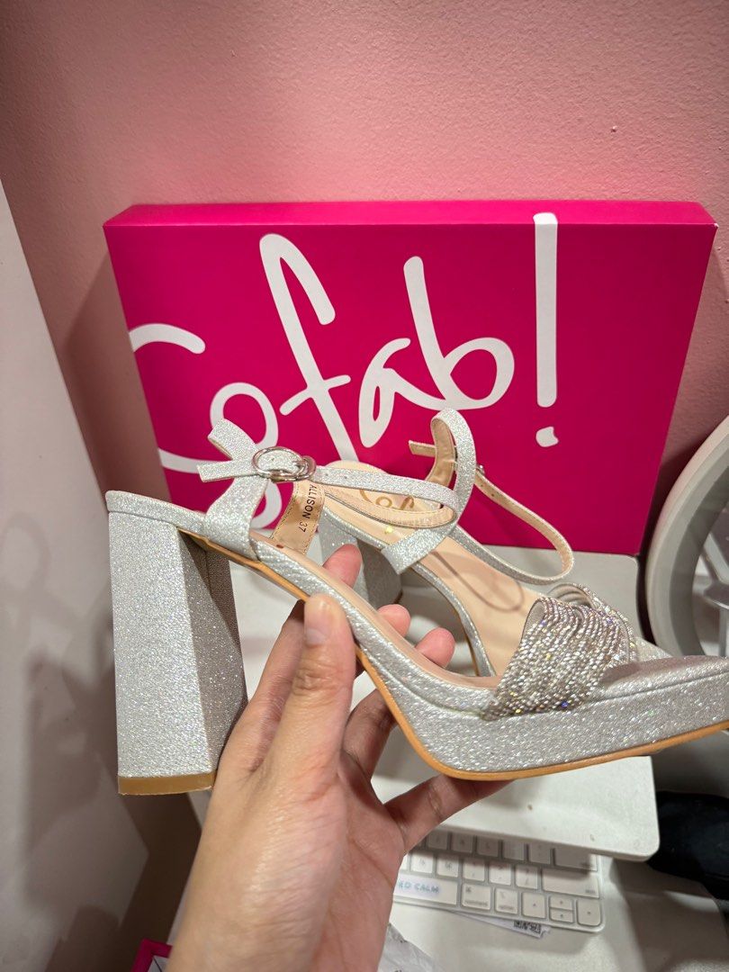 So Fab Allison Heel Sandals Silver (Category: Heels) located in Manila. Submitted by zannedeclutters (Listing ID 1318147152, Image 3). Description: Used once only- garden wedding. ‼️‼️‼️PLEASE READ FIRST👇🏼 Shipping: Mon-Fri (5PM-7PM): pickup point from Avida Towers San Lazaro / SM San Lazaro Sunday & holidays: dagupan, tondo manila Shipping via Grab or Lalamove ONLY. No JRS, J&T, LBC, Gogoexpress or similar, shipping fee shouldered by buyer. Pa