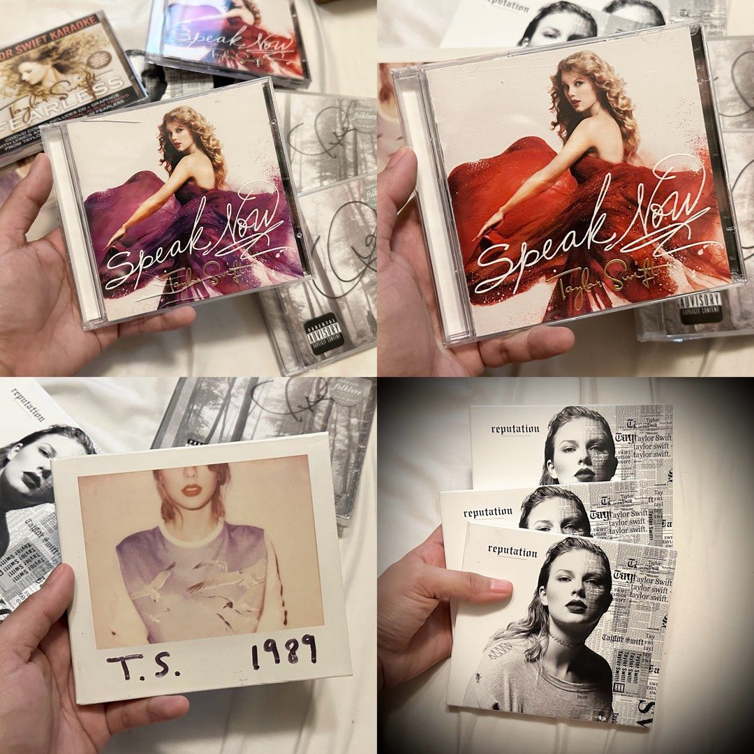 Taylor Swift CDs - Speak Now, 1989, Reputation (Category: CDs & DVDs) located in Mandaluyong City. Submitted by urumikanzaki (Listing ID 1318137370, Image 1). Description: 500 starting price each no polaroids no posters.